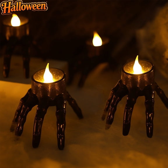 2 Pack Halloween Skeleton Lights Decorations, Halloween Candles Lamp Decoration Ornament Indoor Outdoor, Horror Tabletop Lamp for Haunted House Party Mantel Window Indoor Halloween Decor Ornament