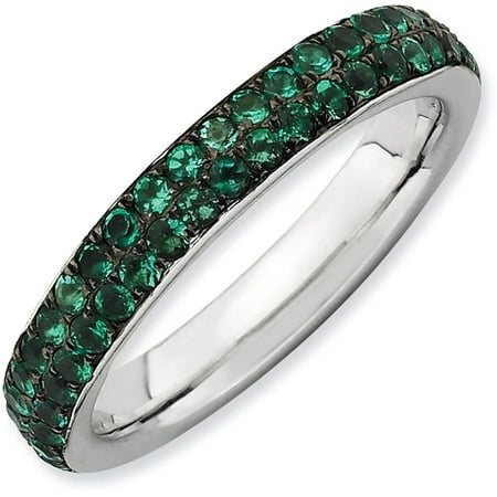 Stackable Expressions Created Emerald Sterling Silver Polished Ring