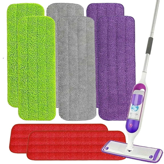 8 Pack Reusable Mop Pads Compatible with Swiffer PowerMop, Wood Floor Pads Microfiber Mop Replacement Refills Machine Washable for All Floor Surfaces，15.3 * 5.1 in,Multicolor