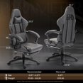 thumbnail image 2 of Dowinx Gaming Chair Office Chair PC Chair with Massage Lumbar Support, Vintage Style PU Leather High Back Adjustable Swivel Task Chair with Footrest (Grey), 2 of 7