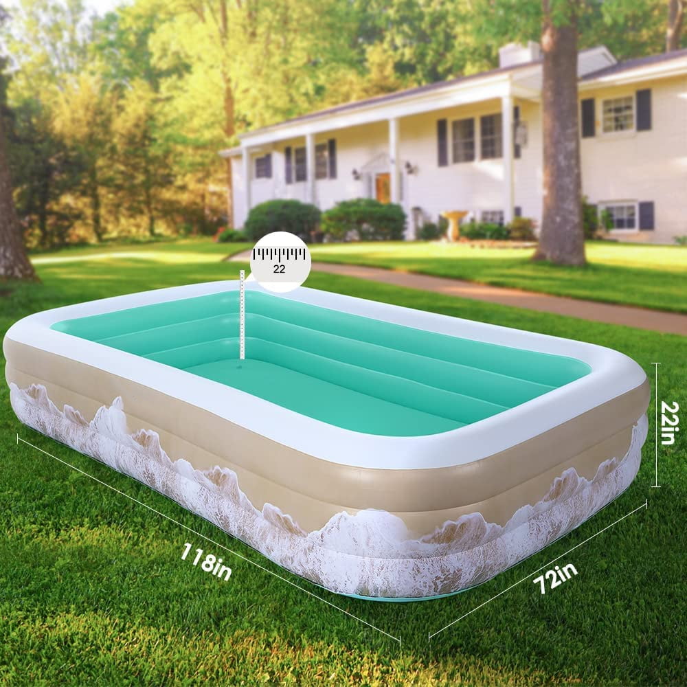 LLink Inflatable Swimming Pool, 120''x 72''x 22'' FullSized Family