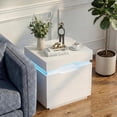 thumbnail image 2 of Lacoo Modern End Table Set of 2 with LED Lights & Charging Station, White Nightstand with 2 Drawers & Upper Storage for Living Room Bedroom, 2 Drawer, 2 of 8