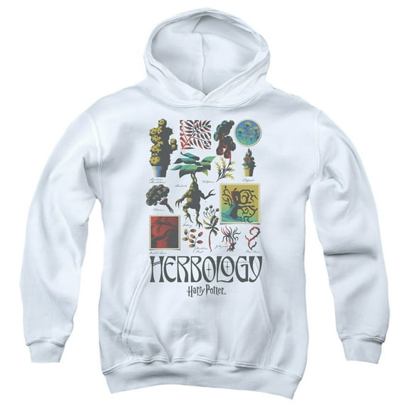 Harry Potter Herbology Textbook Youth Kids Boy/Girls Pull-Over Hoodie, White, Large