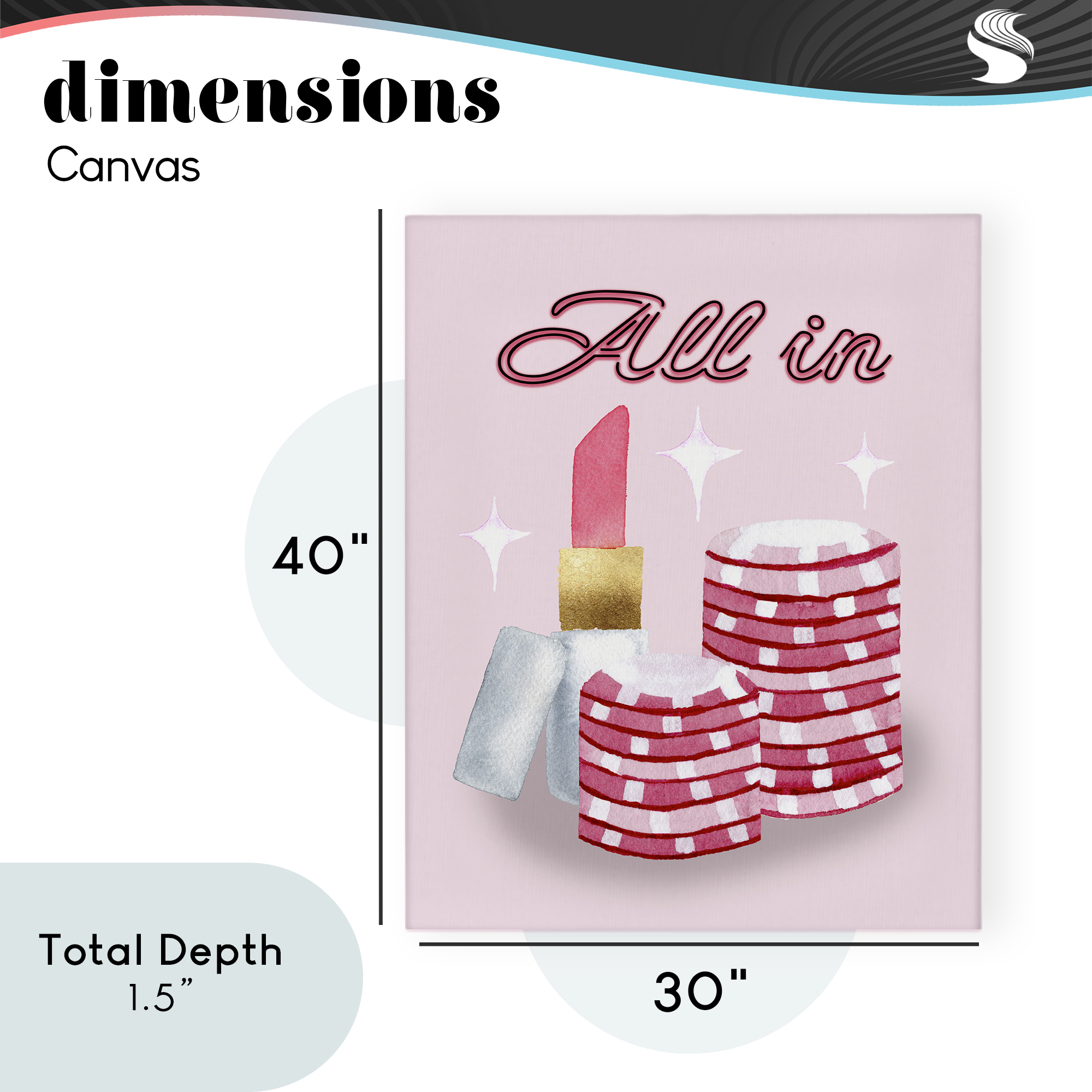 All In Poker Chips & Lipstick Canvas Wall Art, design by Nina Jacobs
