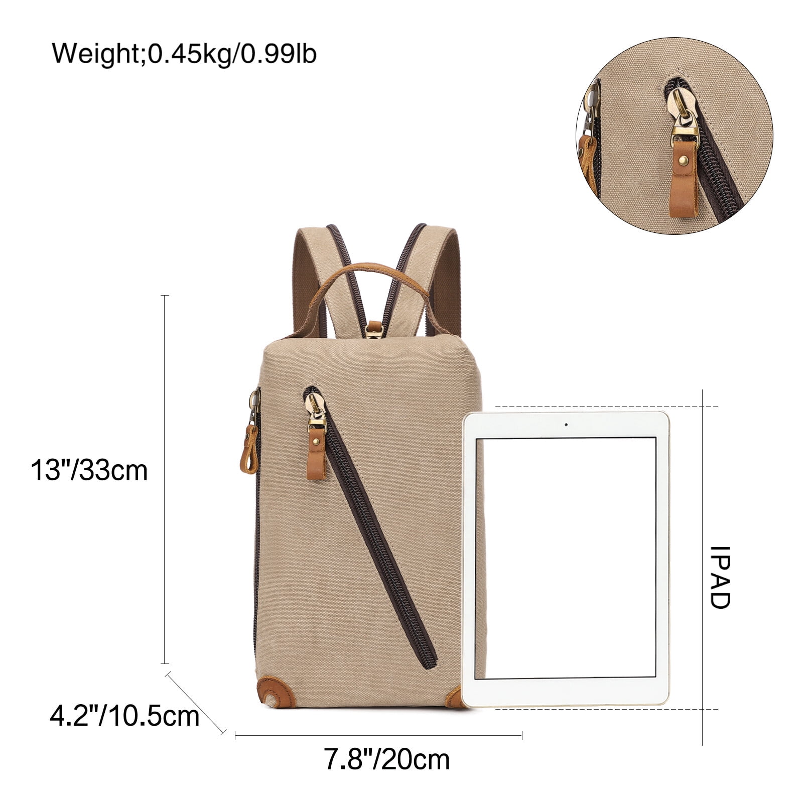 KL928 Canvas Sling Bag - Small Crossbody Backpack Shoulder Casual Daypack Rucksack for Men Women(Khaki)