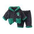 thumbnail image 2 of RXIRUCGD Children's Flannel Sleepwear Set Long Pants Thickened Home Clothes Set( Green, Size:120 ), 2 of 3