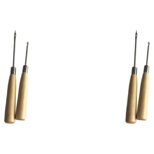 Maytalsory 2piece Durable Sewing Tool With Wooden Handle Handmade And Classic Easy To Carry Wooden Handle Awl 2Set