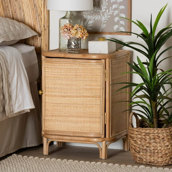 bali & pari Kiara Boho Nightstand, 1-Door, Natural