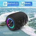 thumbnail image 6 of Portable Bluetooth Speaker, Wireless Speaker with Multi LED Light Dynamic Modes, BT5.3, IPX6 Waterproof, 16H Playtime, 20W Bass Diaphragms, Supports FM Mode, TF, USB for Home, Outdoor, Beach, Party, 6 of 8