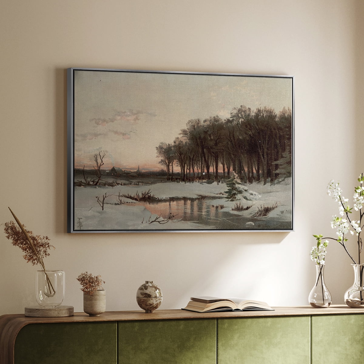 Vintage Landscape-CCLXIX By Wexford Home Framed in Silver Wood Gallery Wrapped Canvas 17 in. x 25 in.