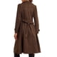 thumbnail image 3 of Abrigo de trench de ante sintético INSPIRE CHIC para mujer con solapa muesca, doble botonadura, cinturón y mangas largas S color café oscuro, 3 of 6