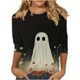 thumbnail image 3 of VKOYWKM Women Halloween Shirts 3/4 Sleeve Tops Ghostface Graphic Tees Fall Crew Neck Halloween Party Shirts Tunic Top, 3 of 5