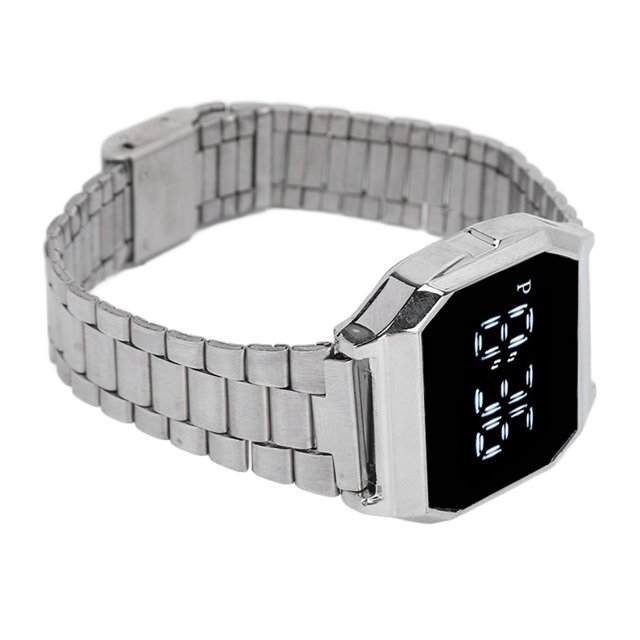 Reloj digital Jadeshay LED deportivo para estudiantes con correa de Acero inoxidable