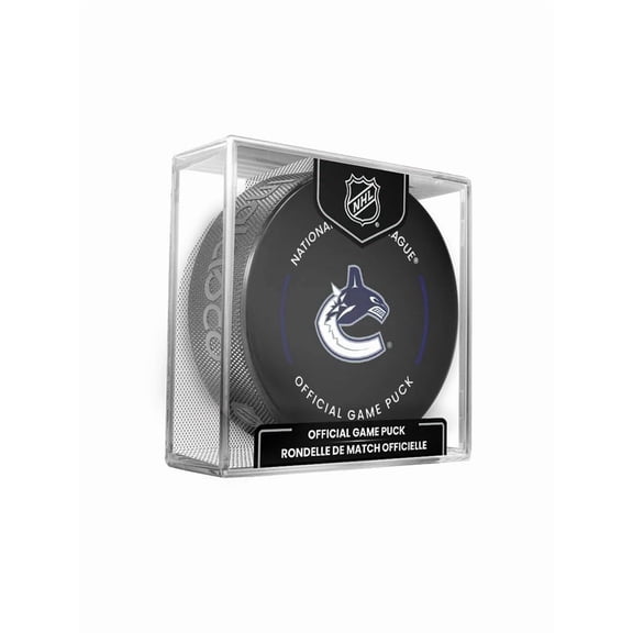 Vancouver Canucks Official Game Hockey Puck with Holder