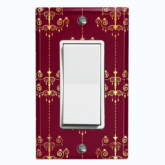 Metal Light Switch Plate Cover Elegant Burgundy Chandelier Damask DAM079
