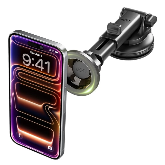 Bracketron MagAlign Pro Extend MagSafe Magnetic Car Mount with Extendable Metal Arm (4.5"–6.75"), 360° Rotation, 270° Pivot, Vent Clip & Dash Mount, PopSocket-Compatible Magnetic Holder