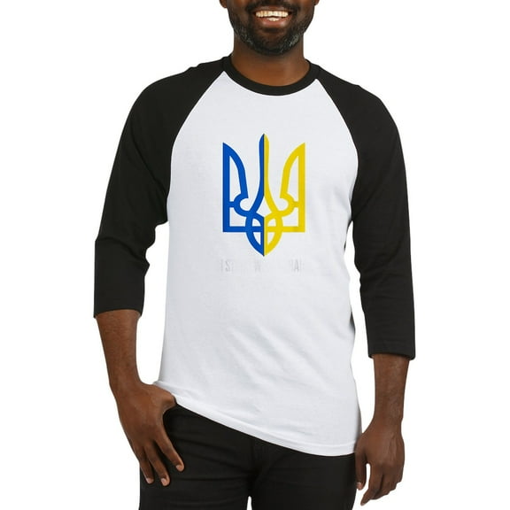 CafePress - I Stand With Ukraine Flag Support Baseball Jersey - Cotton Baseball Jersey, 3/4 Raglan Sleeve Shirt