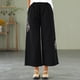 thumbnail image 5 of ICHUANYI Clearance Pants For Women Casual Summer Elastic High Waist Linen Pant Pockets Cropped Trouser(Black, M) ICHUANYI WER2023080915270, 5 of 7