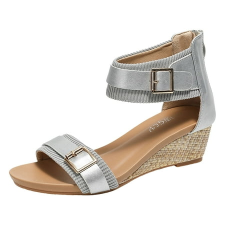 

PEASKJP Sandals for Women Dressy Sandal for Women – Lightweight Rubber Outsole for Long-Lasting Wear (Silver 8.5)