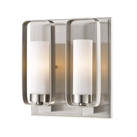 

Wall Sconces 2 Light With Brushed Nickel Finish Steel Candelabra Base Bulb 9 inch 120 Watts
