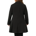 thumbnail image 4 of Agnes Orinda Women's Plus Size Coats Notch Lapel Double Breasted Winter Pea Coat Trench Coat 1X Black, 4 of 7