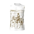 thumbnail image 6 of Lsque Western Desert Cowboys Print Men's Cotton Blend Sleeveless Muscle Shirts (S-3XL)- Moisture Wicking, Odor Protection, UPF 30+,Large, 6 of 8