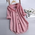 thumbnail image 2 of Yuanlong Womens T-Shirts Striped Long Sleeve Curved Hem Button Front Tshirts Loose Lady Tunic Outwear Spring Casual Tops, 2 of 2