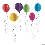 Slotted Balloons Hanging Swirl Decorations, Birthday, Party Decor, 6 Pcs