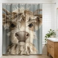 thumbnail image 6 of AuroraX Fabric Shower Curtains 72" x 72" Cute Embroidery Highland Cow Bath Curtain Mildew Resistant Boho Abstract Neutral Bathtub Cortinas for Bathroom Decor, 6 of 6
