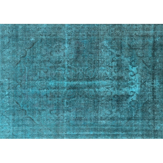 Ahgly Company Machine Washable Indoor Rectangle Oriental Light Blue Industrial Area Rugs, 8' x 10'