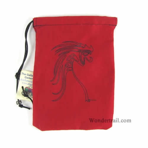 Red Tribal Dragon Dice Bag 7inx5in Drawstring Gallant Hands Gamers Gear