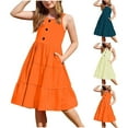 thumbnail image 1 of Milgrthf Robe Camisole Décontractée d'Été pour Filles, Tendance, Dégradé, Ample, Col Ras du Cou, Sans Manches, Ligne A Évasée, Robes pour 4-15 Ans, Rose, 4 Ans, 1 of 9