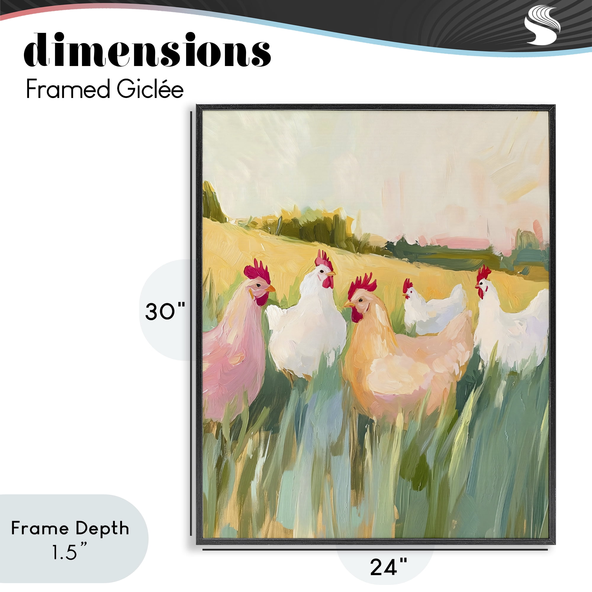 Stupell Industries Sunlit Flock of Chickens Black Framed Giclee Art, design by The Prints Vibe