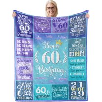 Happy 60th Birthday Gifts for Women, 60 Year Old Birthday Gifts for Women Turning 60, 60th Birthday Decorations Idea, Female 60th Birthday Gifts for Her, 60th Birthday Blanket Gifts 60X50