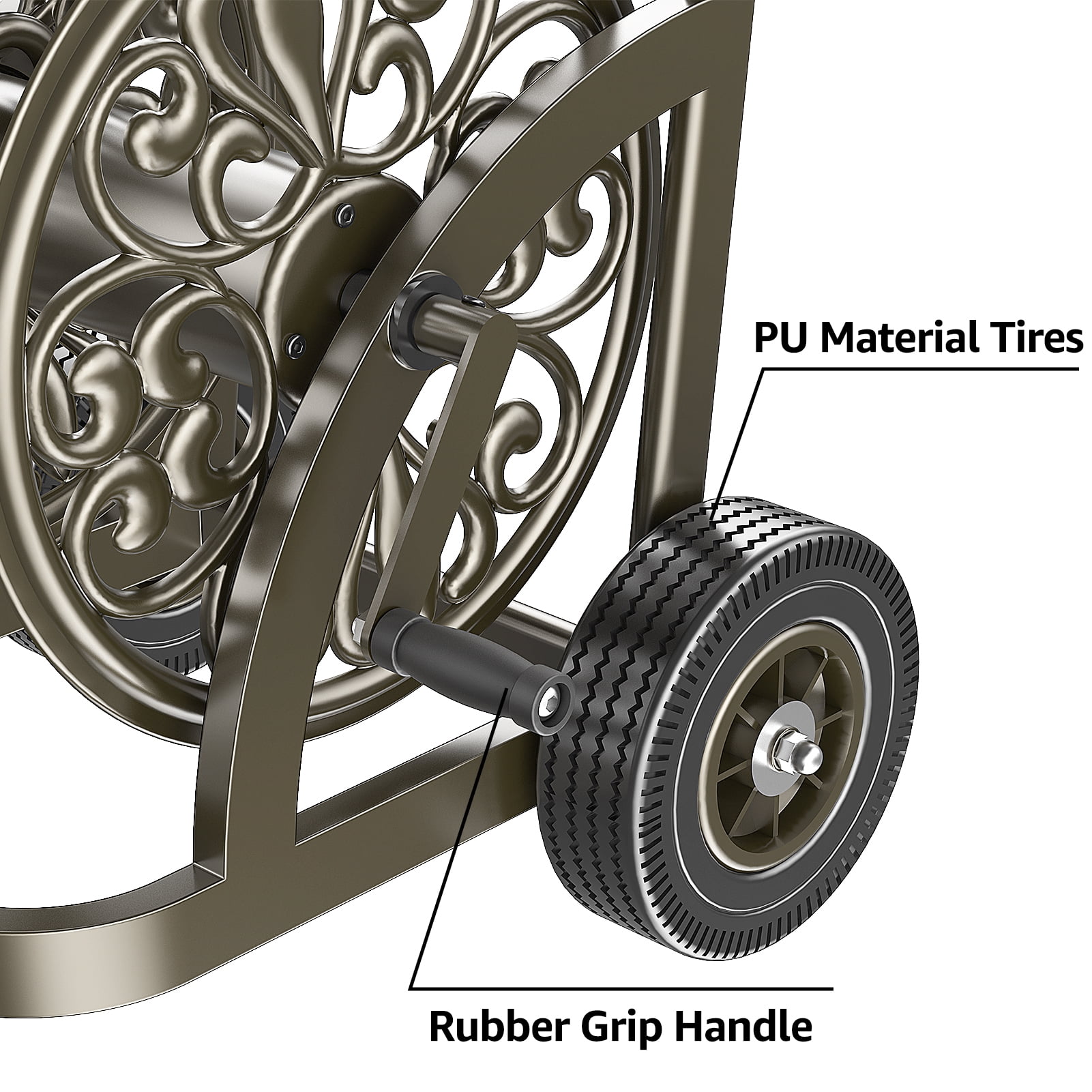 Outlandpro Hose Reel Cart Heavy Duty Powder-Coated Steel Outdoor Planting with Storage Basket