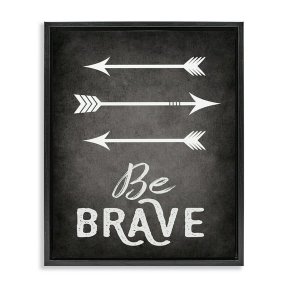 Stupell Industries Be Brave Arrows Typography Painting Black Floater Framed Canvas Art Print Wall Art, 17 x 21