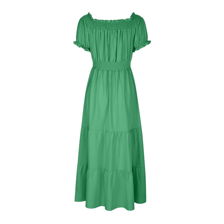 Finelylove Periwinkle Dresses For Women Active Dress A-line Ankle Length  Short Sleeve Solid Green S - Walmart.com