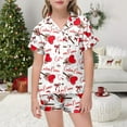 thumbnail image 2 of Valentine P𝙖𝙟𝙖𝙢𝙖s Toddler Girls Button Down P𝙟s Cute Printed Short Sleeve & Short Pants Outfit Comfortable Home Outfit Set 2 Piece Satin P𝙖𝙟𝙖𝙢𝙖 Outfits, 2 of 4