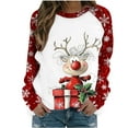 thumbnail image 2 of DailyTrove Womens Winter Christmas Reindeer Sweater - Long Sleeve Red Accent, Festive Casual Wear,Red,S, 2 of 6