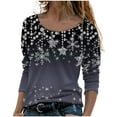 thumbnail image 1 of IROINID Rabais Hauts à Manches Longues pour Femmes, T-Shirt Ample à Col Rond Imprimé, Blouse d'Automne, Gris Foncé, 1 of 5