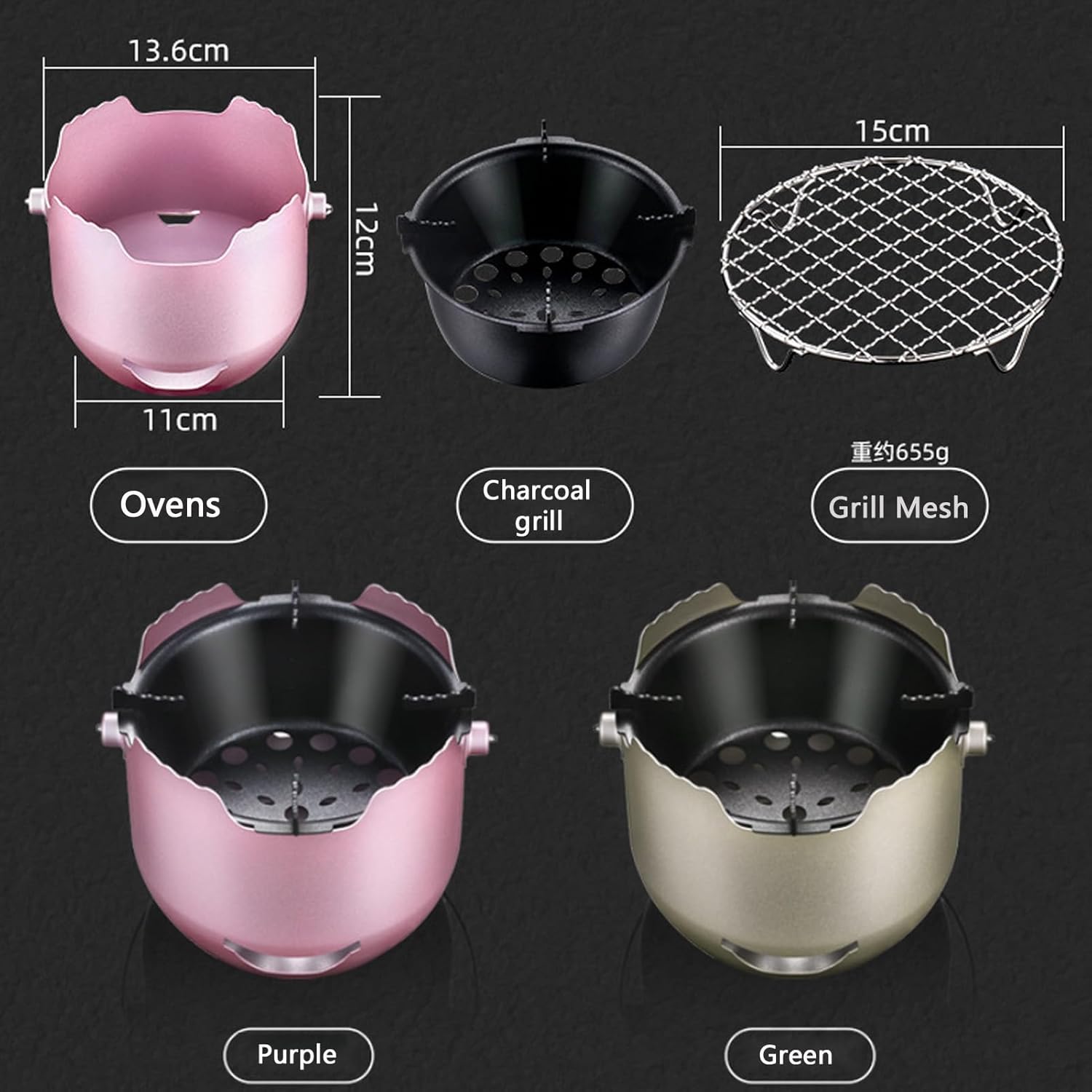 Portable Charcoal Grills, Stainless Steel Mini harcoal BBQ Grill, Small Outdoor Cooking Grill for Camping, Grilling Backyard, RV, Picnic