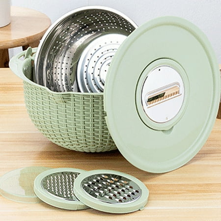 

Soyumi Clearance Drain Rack Dish Rack Stainless Filter Basin Household Rotatable Double Layer Vegetable Drain Basket Stainless Inner Liner Grater