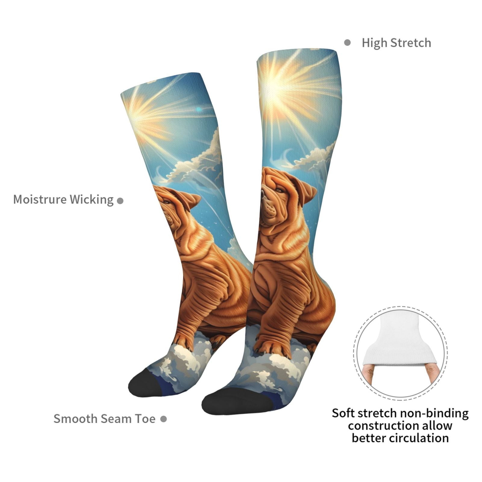 TODAYFUL♡Volume Sole Sabot Zeuib Sunshine Cloud Bulldog Colorful Novelty Socks for Men