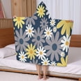 thumbnail image 5 of Navy Daisy Flower Pattern Hooded Bath Towel，50"x30" for Ages 3 To 12 Kids, Quick Dry Lightweight Soft Microfiber Hood Beach Towel Cover Up for Kids, 5 of 7