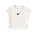 thumbnail image 7 of OGLCCG Girl's Cute Summer T Shirt Letter Printed Crew Neck Side Ruched Fitted Short Sleeve Crop Tee Top Lightweight Cotton Tshirts 1-12 Years, 7 of 7