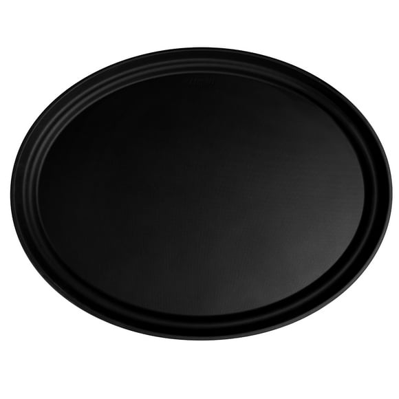 Cambro 2500CT110 Oval Camtread Serving Tray - 19 1/4x23 1/8", Fiberglass, Black Satin- Case of 6