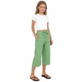 thumbnail image 6 of Ruyang Teen Girls Cotton Linen Capri Pants Kids Summer Preppy Casual Cropped Pants Cozy Lightweight Drawstring Baggy Trousers Cute, 6 of 9