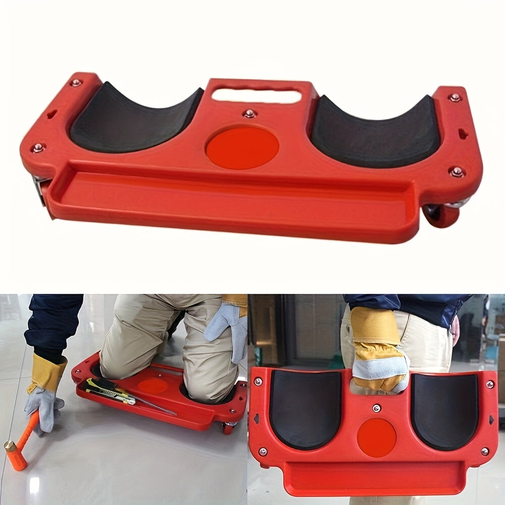 1 Pcs Rolling ABS Plastic Ergonomic Kneeling Pad Creeper With 5 Swivel Castors, Built-In Tool Tray And Comfortable Cushion For Carpenters