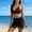 SwimwearA842-Black, variant on LEKWK 3 Piece Swimsuits for Women Bikini Set with Sheer Mesh Skirt Cover Up High Waisted Bathing Suit Ruched Drawstring Summer Beach Party Outfits