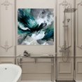 thumbnail image 4 of Wall Art Prints, Abstract Teal Framed Canvas Prints for Bedroom Living Room Bathroom Office, Modern Geometric Grey Green Waves Gallery Wrap Wall Art Poster for Gifts Home Decor 16"x16", 4 of 9